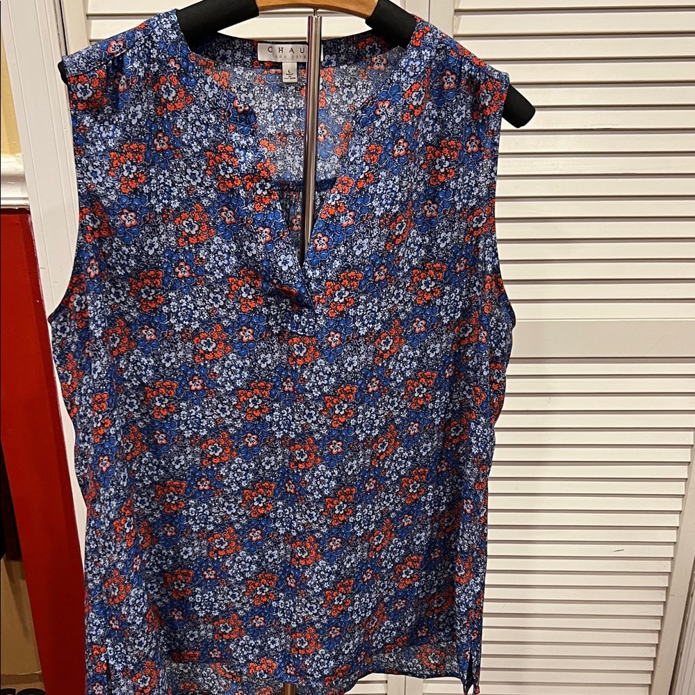 Chaus Women's Floral Blouse in Blue and Red